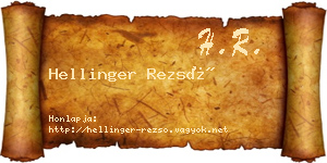Hellinger Rezső névjegykártya